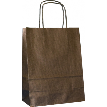 Torba papierowa 18x8x22 czarna eko prążek